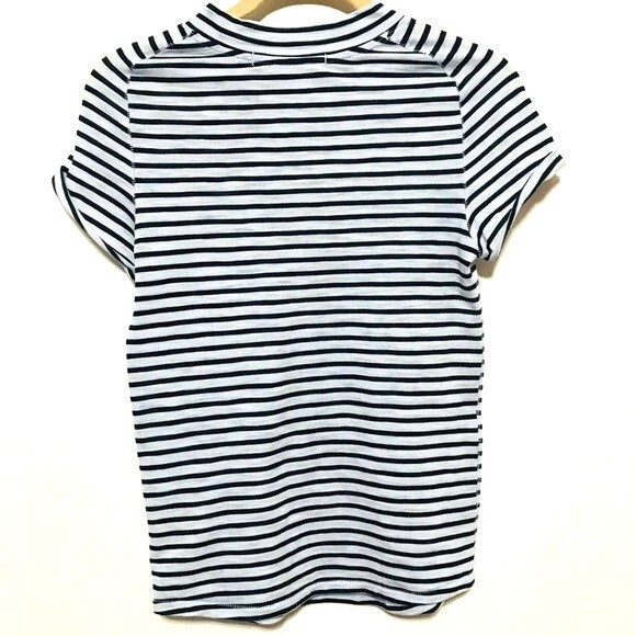 Free People blue top  Night Sky Stripe Knit Mock neck short sleeve tee size XS - Picture 3 of 8